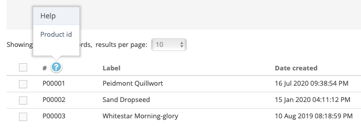 Screenshot showing example of a Data Manager object listing screen with overwrite label