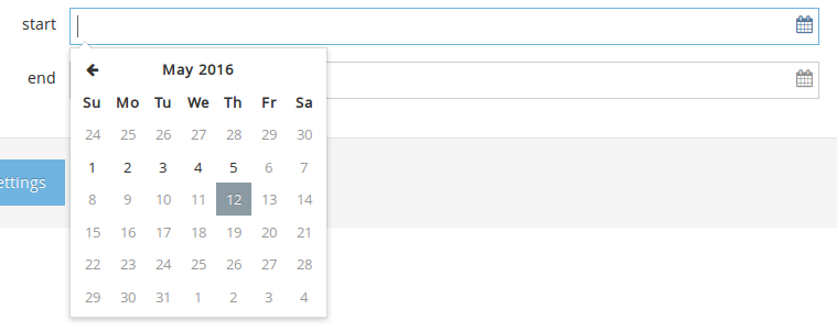 Screenshot of a date picker