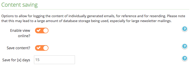 Screenshot showing the content saving options for custom email templates.