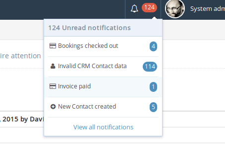 Screenshot showing various programatically raised user notifications.
